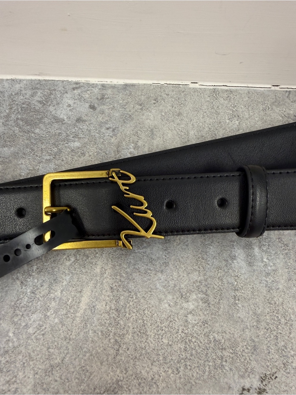 Kurt Geiger London Black Genuine Leather Logo Belt L/XL NWT
